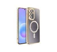 Coque pour Samsung Galaxy A57 Compatible Charge Qi Contour Diamant Strassé Jaune