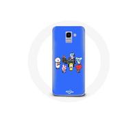 Coque pour Samsung Galaxy A6 2018 BTS BT21 Tata Chimmy Cooky Rj Koya Shooky Et Mang Jouent De la musique Fond Bleu