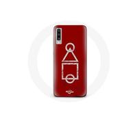 Coque pour Samsung Galaxy A70 Squid Game logo symboles cercle carre triangle Fond Rouge