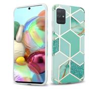 cadorabo Coque pour Samsung Galaxy A71 5G en Marbre Or Vert Clair no.3 - Housse Protection en Silicone TPU en Motif Mosaïque - Ultra Slim Fin Gel Case Cover Bumper