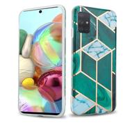 cadorabo Coque pour Samsung Galaxy A71 5G en Marbre Or Blanc Vert foncé no.6 - Housse Protection en Silicone TPU en Motif Mosaïque - Ultra Slim Fin Gel Case Cover Bumper