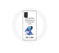 Coque pour Samsung Galaxy A71 Lilo et Stitch Ohana Citation Blanc