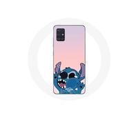 Coque pour Samsung Galaxy A71 Stitch le Nez en l'air fond rose