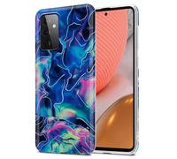 cadorabo Coque Compatible avec Samsung Galaxy A72 4G / 5G en Marbre Bleu Rose No. 17 - Housse Protection en Silicone TPU en Motif Mosaïque - Ultra Slim Fin Gel Case Cover Bumper