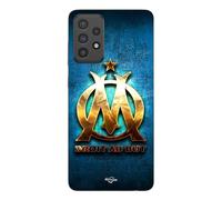 Coque Pour Samsung Galaxy A72 Om Dorée Brilant Droit Au But Fond Bleu Maniacase