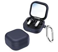 Coque pour Samsung Galaxy Buds 4/Buds 4 Pro, coque de protection hybride TPU + PC, anti-traces de doigts, prend en charge le chargement sans fil, avec mousqueton (bleu)