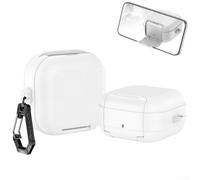 Coque pour Samsung Galaxy Buds 4 et 4 Pro avec verrouillage sécurisé et support de téléphone intégré - Coque de protection ABS antichoc avec boucle porte-clés - Vert armée (blanc)