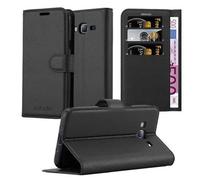 cadorabo Coque pour Samsung Galaxy J3 / J3 DUOS 2016 en Noir DE Jais - Housse Protection avec Fermoire Magnétique, Stand Horizontal et Fente Carte - Portefeuille Etui Poche Folio Case Cover