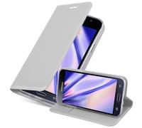 cadorabo Coque pour Samsung Galaxy J3 2016 en Classy Argent - Housse Protection avec Fermoire Magnétique, Stand Horizontal et Fente Carte - Portefeuille Etui Poche Folio Case Cover