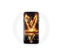 Coque pour Samsung Galaxy J3 2017 Vikings Série Saison 6 logo V Epée de Feu Fond Noir