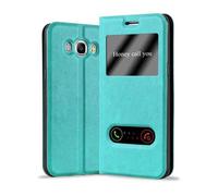 cadorabo Coque pour Samsung Galaxy J5 2016 en Turquoise Menthe - Housse Protection avec Stand Horizontal et Deux Fenêtres - Portefeuille Etui Poche Folio Case Cover