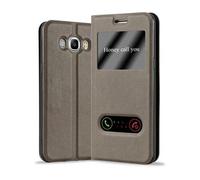 cadorabo Coque pour Samsung Galaxy J5 2016 en Marron Pierre - Housse Protection avec Stand Horizontal et Deux Fenêtres - Portefeuille Etui Poche Folio Case Cover