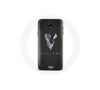 Coque pour Samsung Galaxy J5 2017 Vikings Série Saison 6 logo V Epée Gris Fond Noir