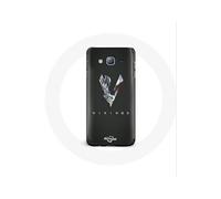 Coque pour Samsung Galaxy J5 Vikings Série Saison 6 logo V Epée Gris Fond Noir