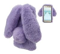 Coque pour Samsung Galaxy J6 2018 Lapin Peluche Fourrure Violet 3D Lapin Oreille Étui de Protection Hiver Chaud Souple Poilu Motif Doux Silicone TPU Gel Bumper Anti-Choc Incassable Housse
