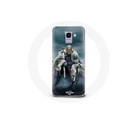 Coque pour Samsung Galaxy J6 2018 Vikings Série Saison 6 Ragnar Lothbrok logo V Epée Gris Fond Broui