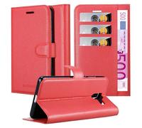 cadorabo Coque pour Samsung Galaxy J6 Plus en Rouge Cerise - Housse Protection avec Fermoire Magnétique, Stand Horizontal et Fente Carte - Portefeuille Etui Poche Folio Case Cover