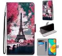 Coque Pour Samsung Galaxy M32 4g/F22 Flip Housse Fente Pour Carte Walletêtre Applicable Samsung Galaxy M32 4g/F22 Tour De Fer