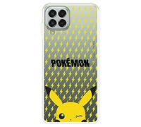 Coque pour Samsung Galaxy M33 5G Officiel Pokemon, Pikachu Fond Rayons pour protéger votre téléphone portable Coque en silicone souple avec licence officielle Pokémon