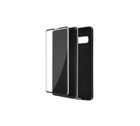 Coque pour Samsung Galaxy S10 Plus Souple Noir et Verre Trempé 9H Contour Noir