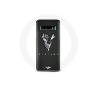 Coque pour Samsung Galaxy S10 Plus Vikings Série Saison 6 logo V Epée Gris Fond Noir