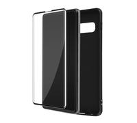 Coque pour Samsung Galaxy S10 Souple Noir et Verre Trempé 9H Contour Noir