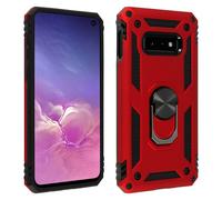 Coque pour Samsung Galaxy S10e Bi matière Rigide et Souple Bague Support Vidéo Rouge