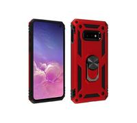 Coque pour Samsung Galaxy S10e Bi matière Rigide et Souple Bague Support Vidéo Rouge