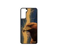 Coque pour Samsung Galaxy S21 bois silicone aigle etui animaux foudre royal oiseau orage rapace bleu eclair personnalisé original de