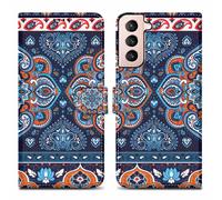 Coque pour Samsung Galaxy S22 PLUS Design Mandala Bleu No. 1 Housse de protection Étui avec fermeture magnétique, fonction de support et compartiment pour carte
