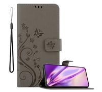 Coque pour Samsung Galaxy S22 PLUS en GRIS FLORAL Housse de protection Étui au design floral avec fermeture magnétique, fonction de support et emplacements pour cartes