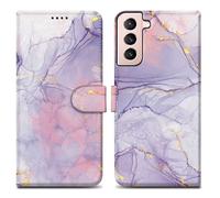 Coque pour Samsung Galaxy S22 PLUS Design Marbre Rose Lilas No. 5 Housse de protection Étui avec fermeture magnétique, fonction de support et compartiment pour carte