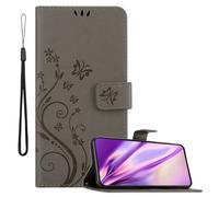 Coque pour Samsung Galaxy S22 PLUS en GRIS FLORAL Housse de protection Étui au design floral avec fermeture magnétique, fonction de support et emplacements pour cartes