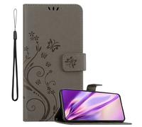 Coque pour Samsung Galaxy S22 PLUS en GRIS FLORAL Housse de protection Étui au design floral avec fermeture magnétique, fonction de support et emplacements pour cartes