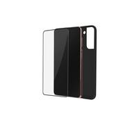 Coque pour Samsung Galaxy S22 Souple Noir et Verre Trempé 9H Contour Noir