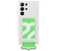 Coque pour Samsung Galaxy S22 Ultra 5G Silicone Grip avec Lanière Fonction Stand Blanche Samsung