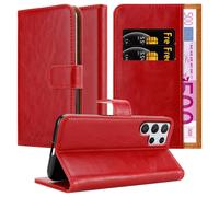 Coque pour Samsung Galaxy S22 ULTRA en ROUGE CERISE Housse de protection Étui avec fermeture magnétique, fonction de support et compartiment pour carte