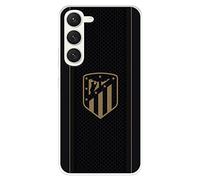 Coque pour Samsung Galaxy S23 de l'Atlético de Madrid avec écusson doré fond noir pour protéger votre téléphone portable. Coque en silicone souple sous licence officielle Atlético de Madrid