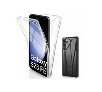 Coque pour Samsung Galaxy S23 FE 5G - housse etui silicone gel fine 360 integrale (avant et arriere) + film ecran - TRANSPARENT -