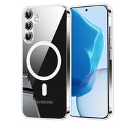 Coque pour Samsung Galaxy S23 FE Compatible avec MagSafe, Étui Magnétique Transparent avec Hybride TPU Bumper + PC Dur Arrière, Housse de Protection Antichoc Silicone Case, (Clair)