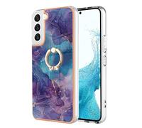 Coque pour Samsung Galaxy S23 Marbre,Housse étui gel en silicone Paillette Marbre Texture avec Rotation Bague 360 °Stand Holder anti-dérapant pour Samsung Galaxy S23 pare-chocs TPU Souple,Pourpre