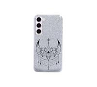 Coque pour Samsung Galaxy S23 PLUS paillette argent motif lotus et lune astro