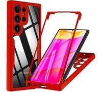 Coque pour Samsung Galaxy S23 Ultra, Coque Intégrale Antichoc Transparente Contour Rouge