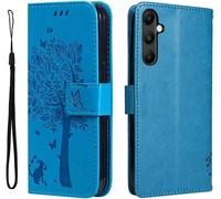 Coque Pour Samsung Galaxy S24 5g - Housse En Cuir Pu, Étui Flip Avec Silicone Antichoc, Bumper, Fermeture Magnétique & Support, Portefeuille Et Folio -Cover Case -Bleu[Hou992292]