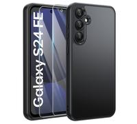 Coque Pour Samsung Galaxy S24 Fe Avec 2 Verre Trempé, Coque Arrière Antichoc Translucide Givrée Fine - Noir - Hqselection®