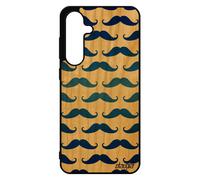Coque Pour Samsung Galaxy S24 Fe Bois Silicone Moustache Telephone 4g Homme Vintage Motif Peinture Pipe De Protection Chapeau Melon Bleu