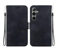 Coque pour Samsung Galaxy S24+/S24 Plus 6.7"", Housse en Cuir PU Etui à Rabat,Magnétique Portefeuille Étui de Protection,Lotus noir