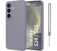 Coque Pour Samsung Galaxy S24 / S25 5g, Housse De Protection Antichoc Etui Samsung Galaxy S24 / S25 5g Housse Silicone Ultra-Mince Avec Couche Intérieure En Fibre, Mince, Douce, Bleu-Gris