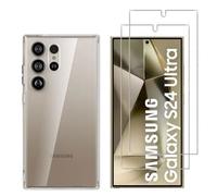Coque pour Samsung Galaxy S24 Ultra 5G Transparente Silicone en Gel TPU Souple + 2 Verre trempé Film Protection écran