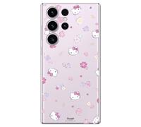 Personalaizer Coque pour Samsung Galaxy S24 Ultra avec Motif Hello Kitty et Fleurs - Style Kawaii - Coque Silicone TPU Souple Transparente
